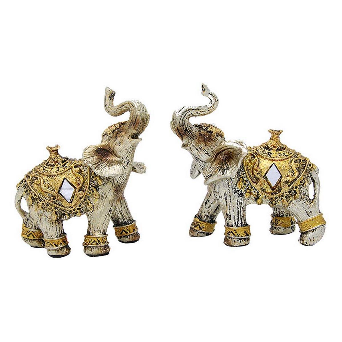 Elefante Plateado Vintage Duo Dorado Decoración 